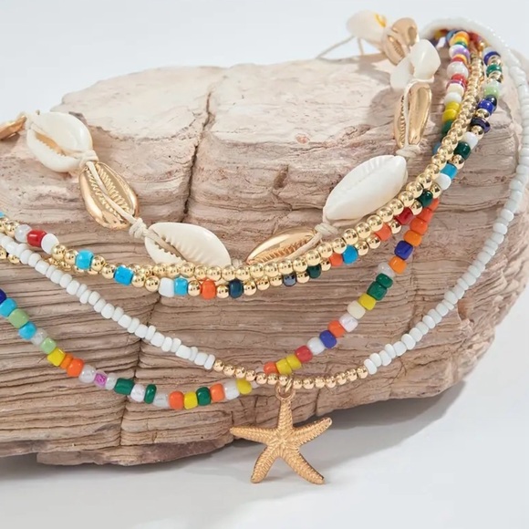 Colorful Beaded Shell Necklace and Bracelet Set - Picture 2 of 3